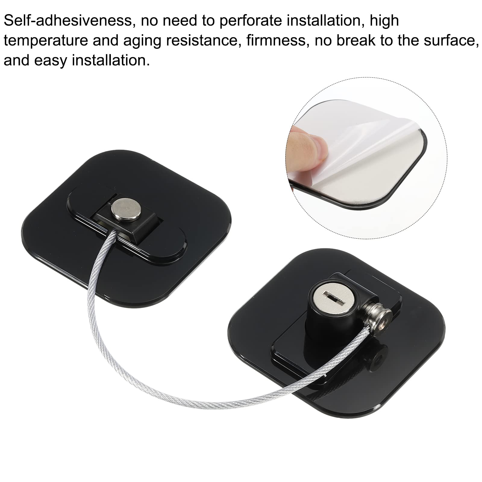 Amazon | uxcell 粘性冷蔵庫ロック ドアロック 鍵 180mmワイヤロープ長